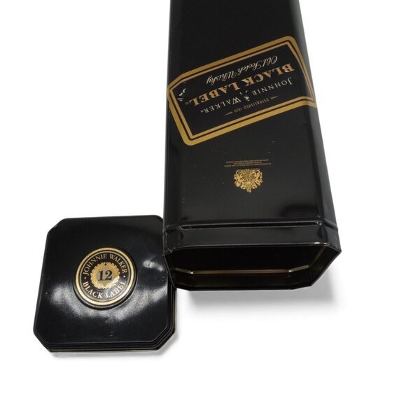 JOHNNIE WALKER Black Label 12-Year Whisky Tin Box Elegant Gold & Black - Picture 11 of 11